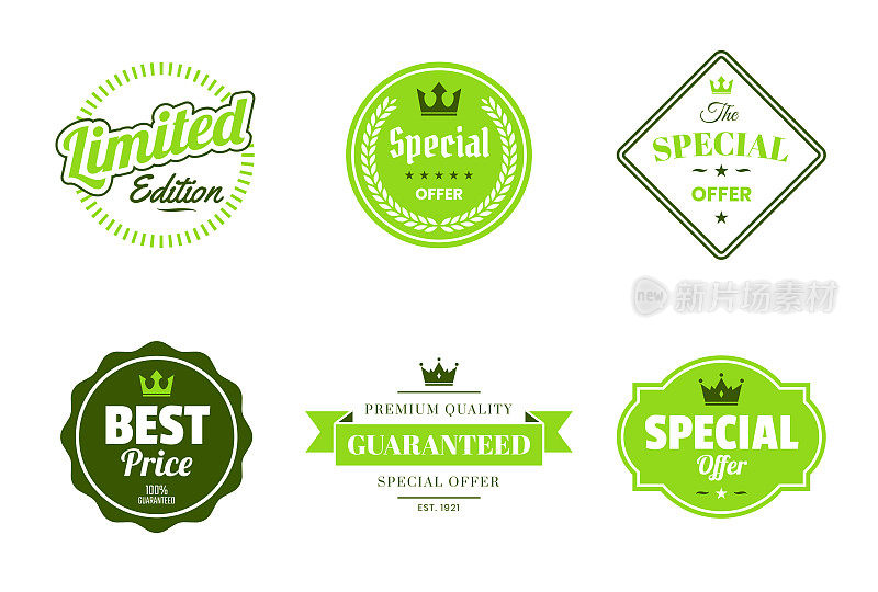 Set of "Special Offer" Green Badges and Labels - Design Elements